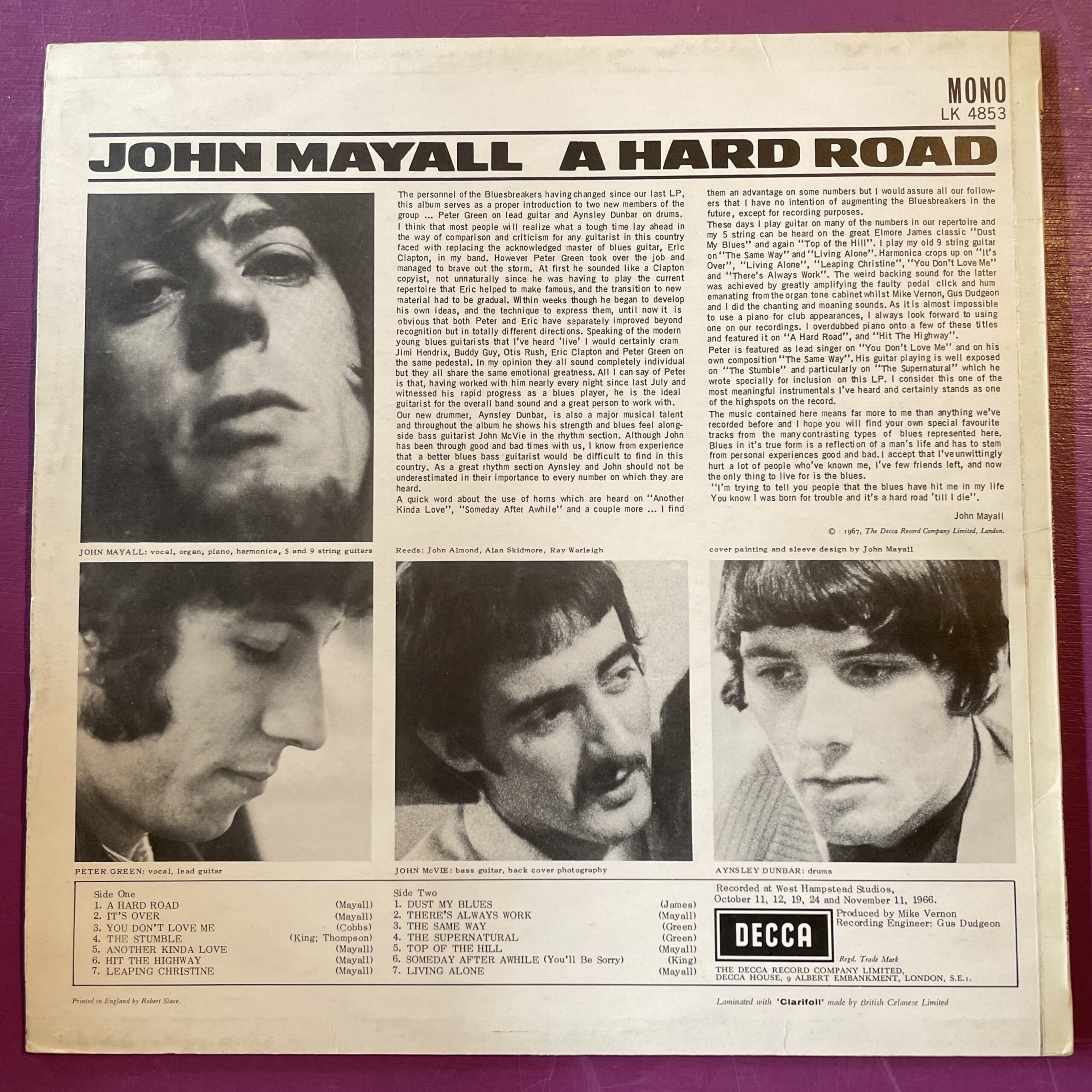 John Mayall & The Bluesbreakers - A Hard Road - Image 2